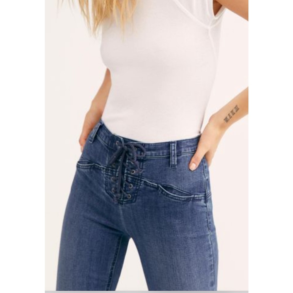 NWT Free People Eva Lace-Up Front Boot Cut Jeans